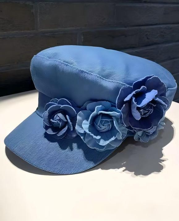 SUPERVALUECHOICE HCSEK00021 Denim Floral Newsboy Cap