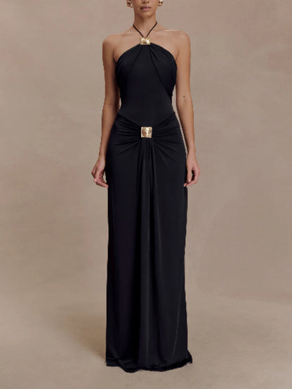 SUPERVALUECHOICE HCSEAA00033 Halter Maxi Dress With Hardware
