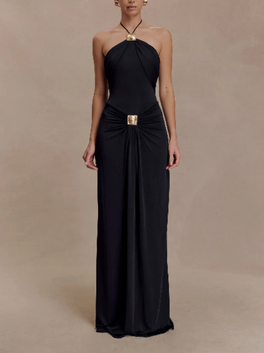 SUPERVALUECHOICE HCSEAA00033 Halter Maxi Dress With Hardware