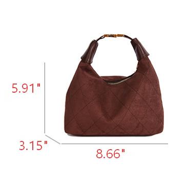 SuperValueChoice HCSEFA00036 Vintage Suede Tote Bag Women Quilted Stitch Crescent Handbag