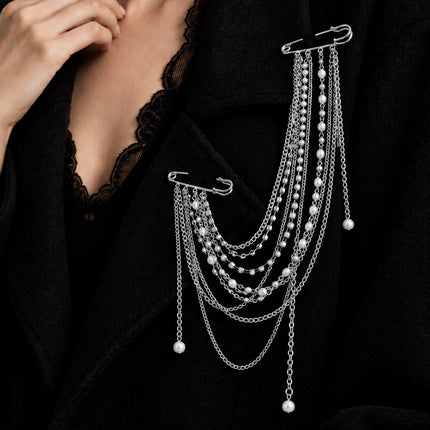 SUPERVALUECHOICE HCSESA00118 Pearl Tassel Chain Brooch