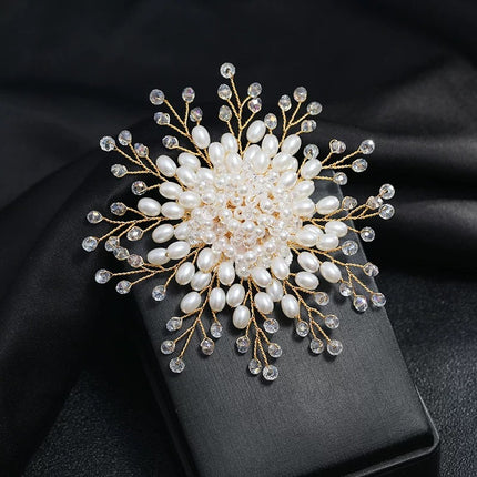 SUPERVALUECHOICE HCSESA00105 Vintage Elegant Faux Pearl Flower Handmade Brooch, Suit/Jacket Accessory Pin, Suitable For Weddings, Banquets And Special Occasions