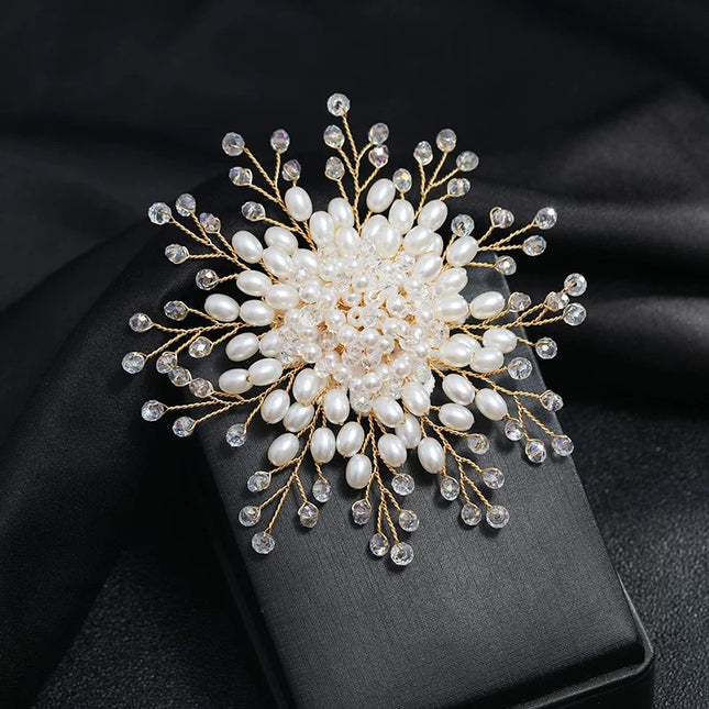 SUPERVALUECHOICE HCSESA00105 Vintage Elegant Faux Pearl Flower Handmade Brooch, Suit/Jacket Accessory Pin, Suitable For Weddings, Banquets And Special Occasions