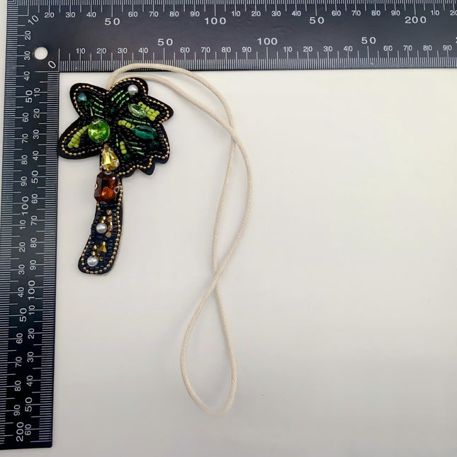 SUPÊR VÃLUE CHOICE  HCSEYD00017 Multicolor Palm Tree Beaded Applique Tropical Coconut Tree Pearl Rhinestone Sew On Patch for Bag Clothing DIY Craft Decor