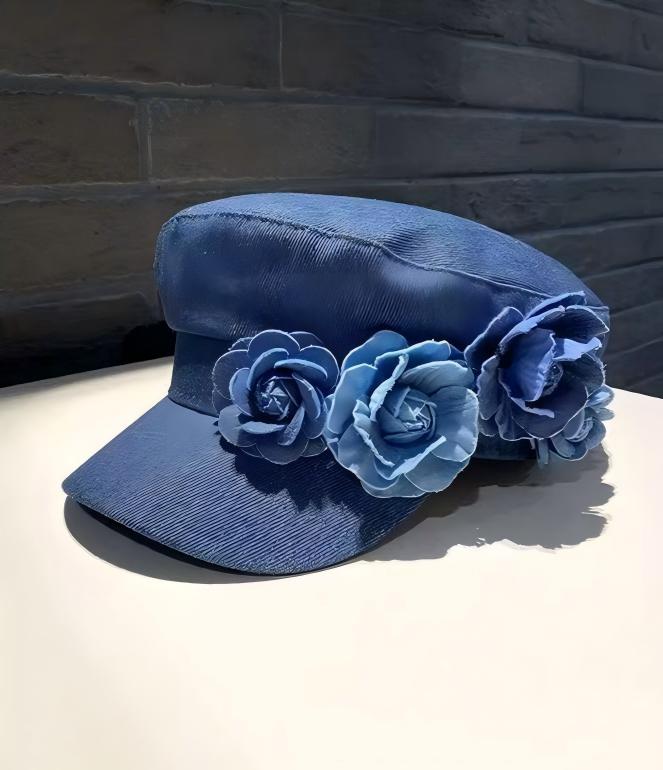 SUPERVALUECHOICE HCSEK00021 Denim Floral Newsboy Cap