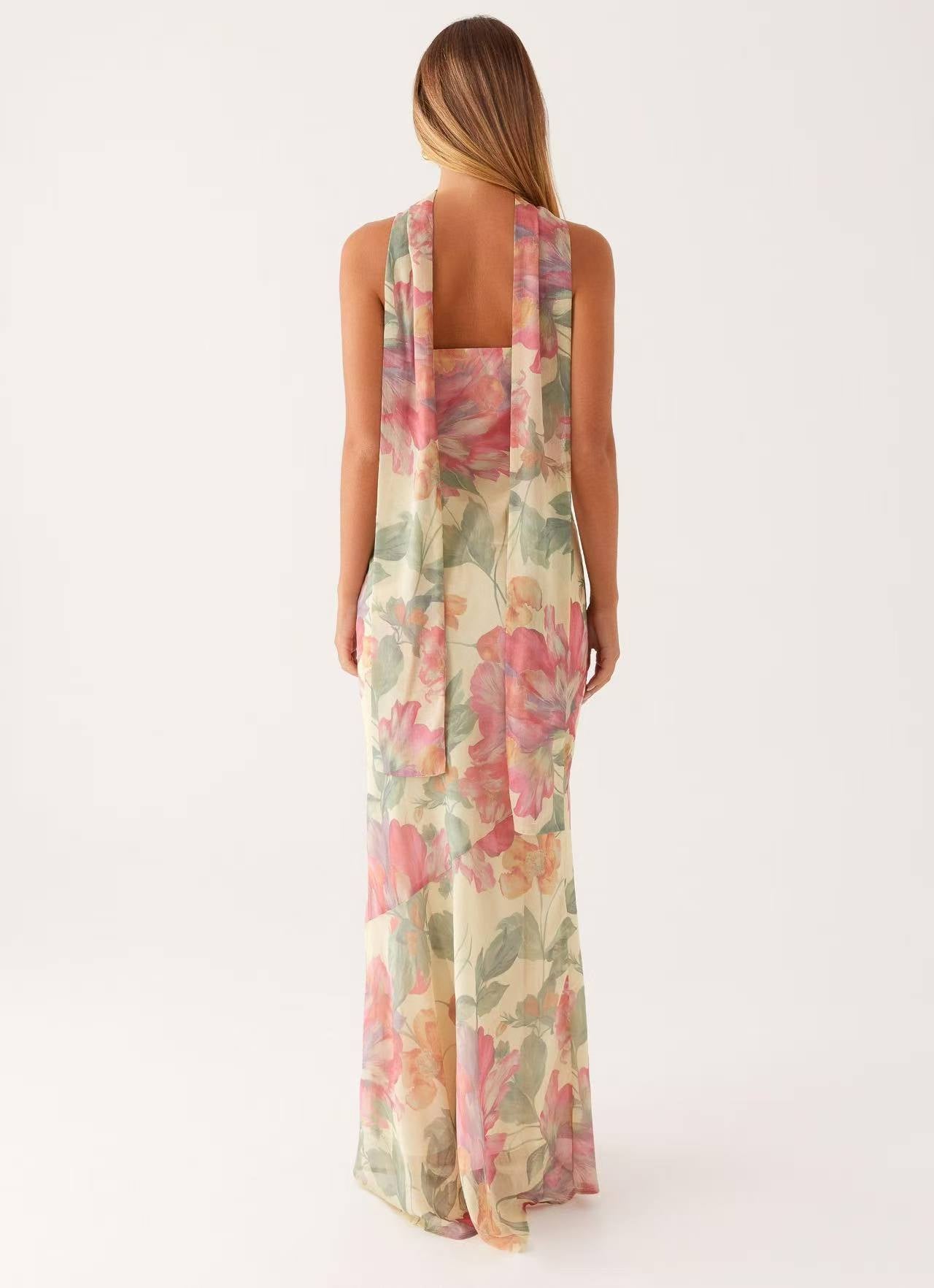 SUPERVALUECHOICE HCSEAB00005 Floral Chiffon Strapless Maxi Dress