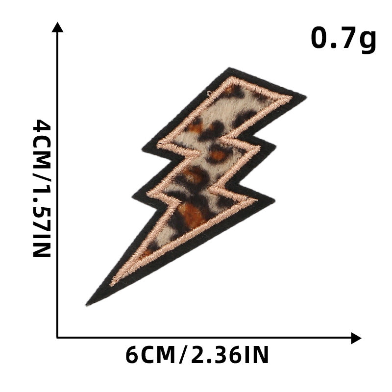 SUPERVALUECHOICE HCSEYSF00003 4 Pieces Leopard Texture Shaped Embroidered Patch Bundle Bow Heart Star Lightning Bolt Iron On Appliques for Denim Jeans Bag Craft Supply