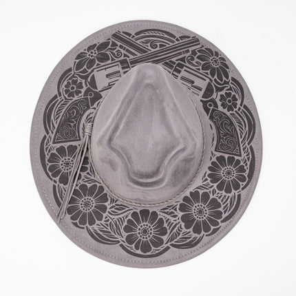 SUPERVALUECHOICE HCSEK00020 Laser Engraved Wide Brim Cowboy Fedora Hat