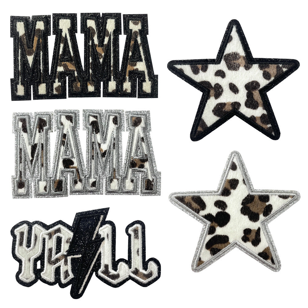 SUPERVALUECHOICE HCSEYSF00002 Assorted Western Leopard Pattern Word Star Lightning Embroidered Patch