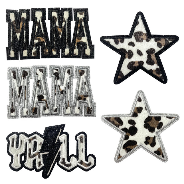 SUPERVALUECHOICE HCSEYSF00002 Assorted Western Leopard Pattern Word Star Lightning Embroidered Patch