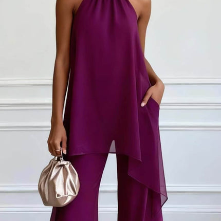 SUPERVALUECHOICE HCSEBB00002 Halter Neck Top & Wide-Leg Pants Set