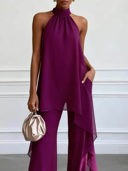 SUPERVALUECHOICE HCSEBB00002 Halter Neck Top & Wide-Leg Pants Set