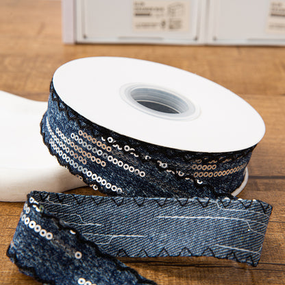 SuperValueChoice HCSEOA011 Denim Thread Decorative Ribbon for Dress Hair Accessory DIY Sewing Craft , width 0.98in width