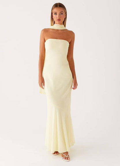 SUPERVALUECHOICE HCSEAB00005 Floral Chiffon Strapless Maxi Dress