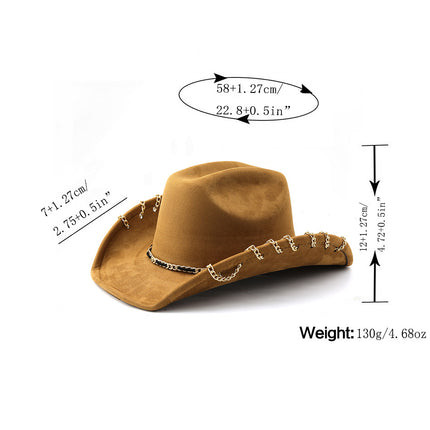 SUPERVALUECHOICE HCSEK00040 Suede Western Cowboy Hat Unisex Wide Brim Hip Hop Style
