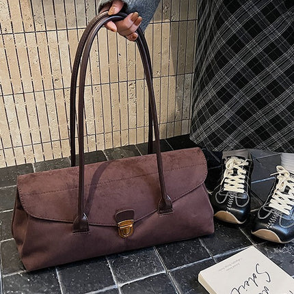 SuperValueChoice HCSEFA00037 Luxury Suede Tote Bag Women Brown Shoulder Handbag