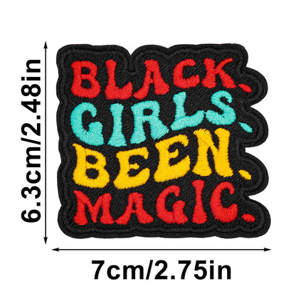 SUPERVALUECHOICE HCSEYSB00108 15Pcs Black Girl Magic Themed Embroidered Iron On Patches Apparel DIY Sewing Decor Appliques