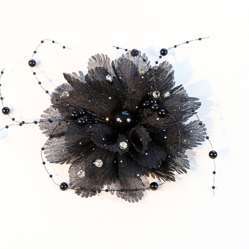 SUPÊR VÃLUE CHOICE  HCSEYG00002 3D Organza Fabric Flower Applique Feather Pearl Rhinestone Floral Patch Sew On Embellishment for Wedding Dress Costume Qipao DIY Craft Decor 3.14"×3.14"