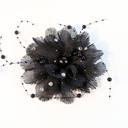 SUPÊR VÃLUE CHOICE  HCSEYG00002 3D Organza Fabric Flower Applique Feather Pearl Rhinestone Floral Patch Sew On Embellishment for Wedding Dress Costume Qipao DIY Craft Decor 3.14"×3.14"