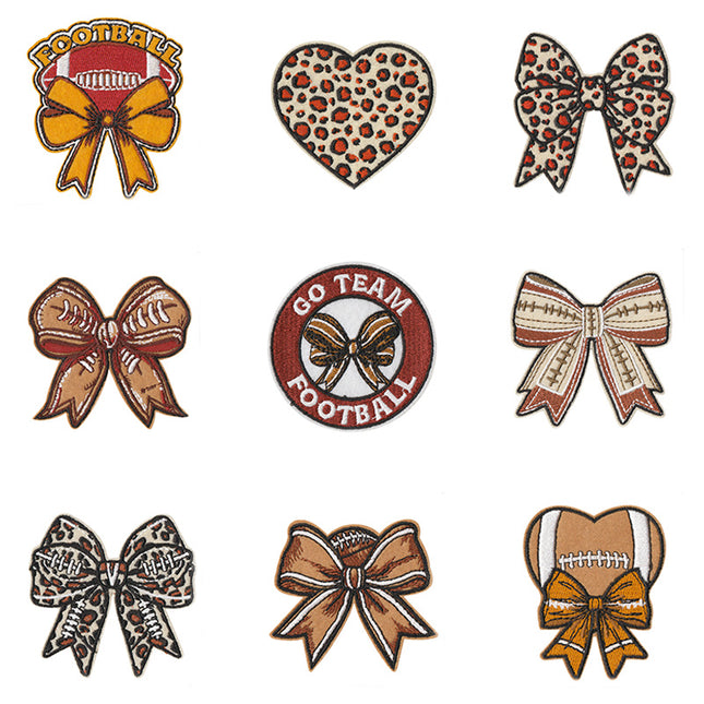 SUPERVALUECHOICE HCSEYSB000010 9 Pack Leopard Print Football Bow Patches