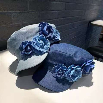 SUPERVALUECHOICE HCSEK00021 Denim Floral Newsboy Cap