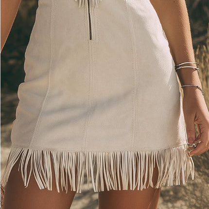 SUPERVALUECHOICE HCSEAA00040 Vintage Western Cowgirl Tassel V-neck Sleeveless Dress