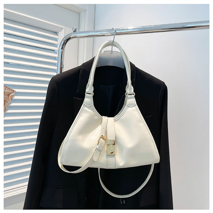 SuperValueChoice HCSEFA00068 Vintage Lock Hobo Shoulder Bag, 2‑Way Wear Retro Top‑Handle Handbag, Removable Crossbody Strap Purse for Women