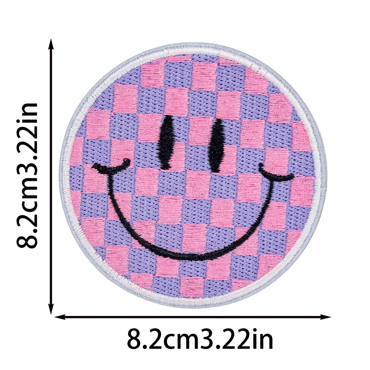 SUPERVALUECHOICE HCSEYSB00113 9Pcs Checkerboard Smiley Face Embroidered Iron On Patches Colorful Clothing DIY Appliques