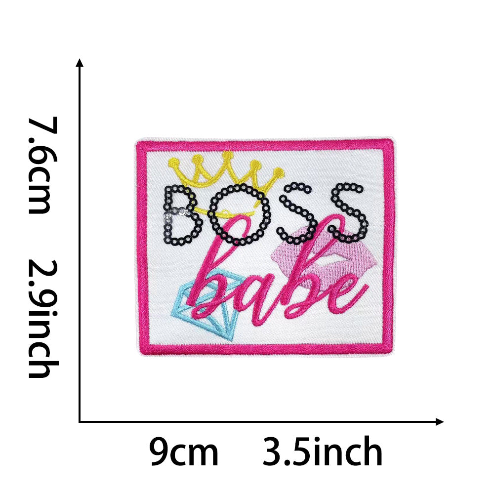 SUPERVALUECHOICE HCSEYB00025 Pink English Letter Embroidered Fabric Patch