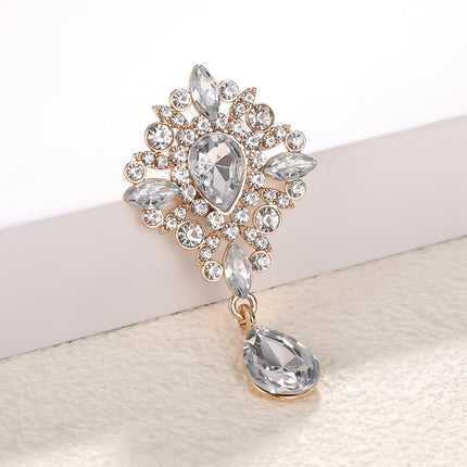 SUPERVALUECHOICE HCSESC00003 DIY Crafts Rhinestone Alloy Brooch Accessories Silver Flat Back 1.37*2.63inch Crystal Brooch Sparkling Crystal