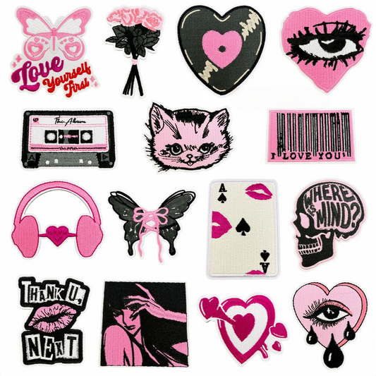 SUPERVALUECHOICE  HCSEYB00005 Sweet and Edgy Heart-Shaped Skull and Butterfly Embroidered Fabric Patch
