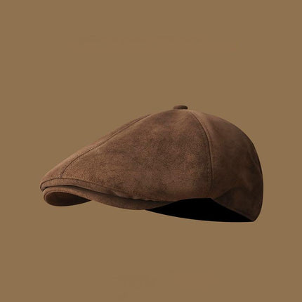 SUPERVALUECHOICE HCSEK00035 Vintage Suede Newsboy Cap Unisex Retro Fall Winter Beret Hat