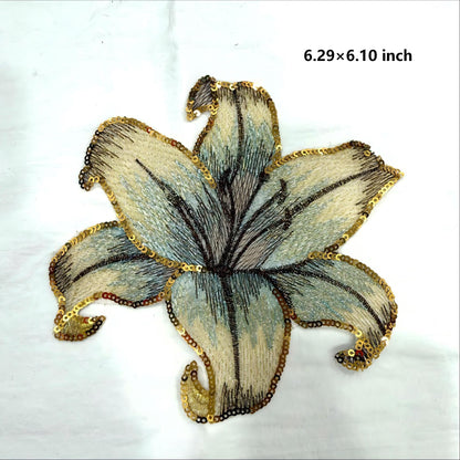 SUPERVALUECHOICE HCSEYC00017 Gold Sequin Lily Flower Embroidery Patch