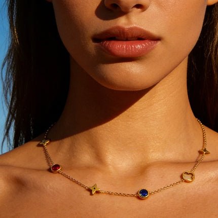 SUPERVALUECHOICE HCSEVA00011 Blue Diamond Geometric Openwork Necklace