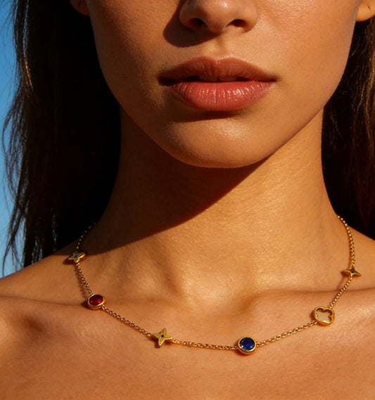 SUPERVALUECHOICE HCSEVA00011 Blue Diamond Geometric Openwork Necklace