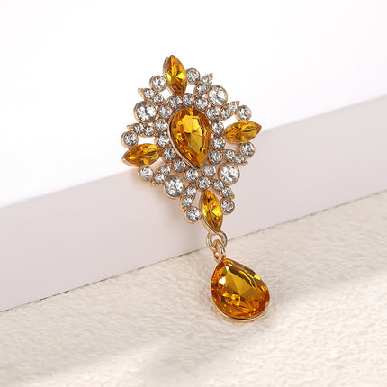 SUPERVALUECHOICE HCSESC00003 DIY Crafts Rhinestone Alloy Brooch Accessories Silver Flat Back 1.37*2.63inch Crystal Brooch Sparkling Crystal