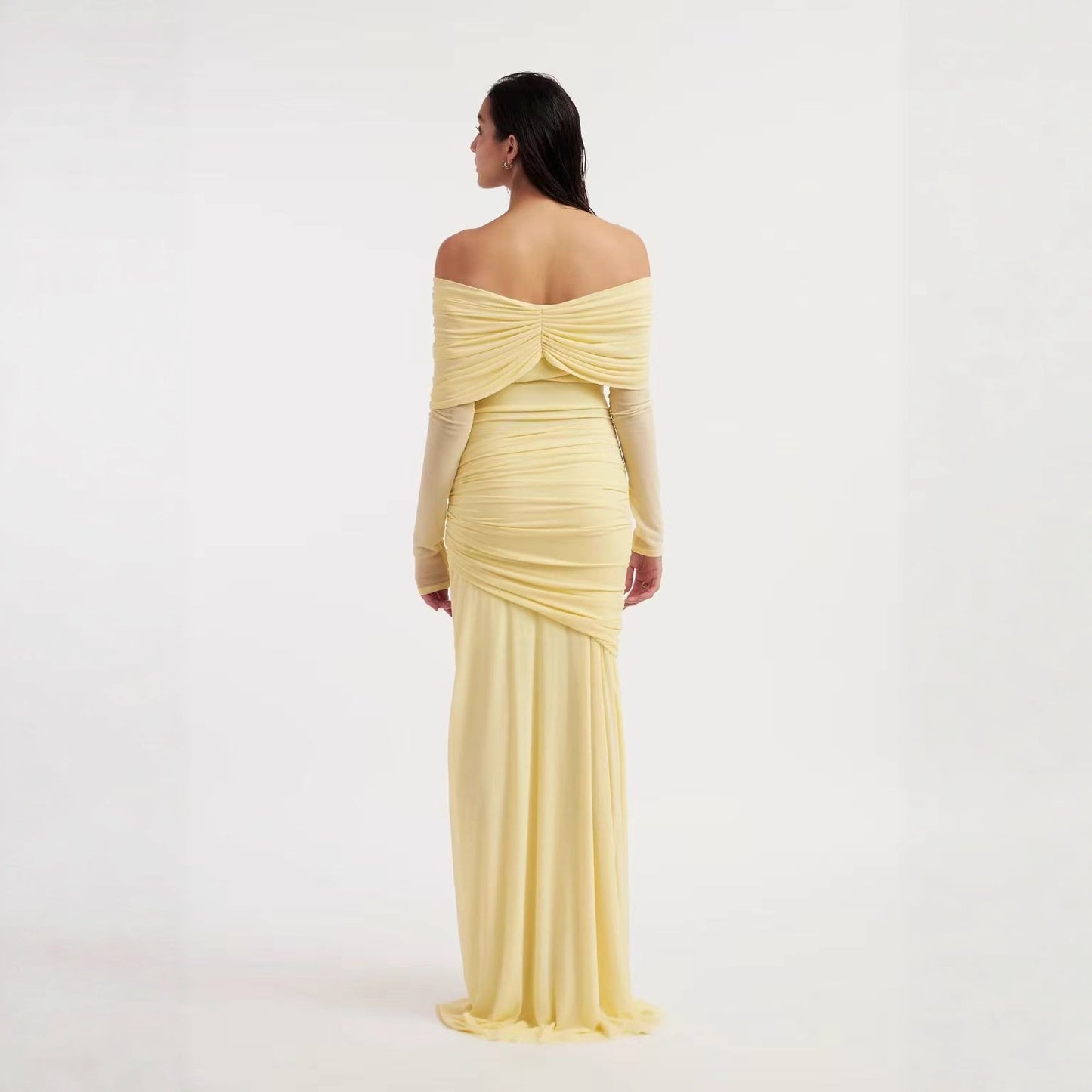 SUPERVALUECHOICE HCSEAC00005 Off-the-Shoulder Knotted Draped Maxi Dress