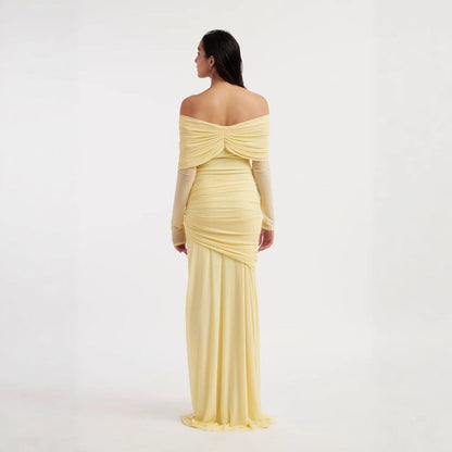 SUPERVALUECHOICE HCSEAC00005 Off-the-Shoulder Knotted Draped Maxi Dress