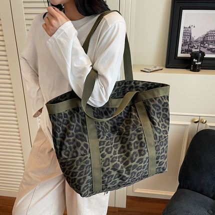 SuperValueChoice HCSEFA00056 Leopard Print Tote Handbag Women Canvas Crossbody Beach Bag Hobo Shoulder Tote Bag Aesthetic Cute Messenger Bag Vintage Crossbody Back