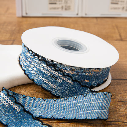 SuperValueChoice HCSEOA011 Denim Thread Decorative Ribbon for Dress Hair Accessory DIY Sewing Craft , width 0.98in width