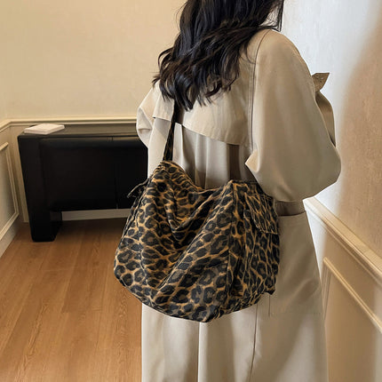 SuperValueChoice HCSEFA00065 Leopard Print Tote Handbag Women Canvas Crossbody Beach Bag