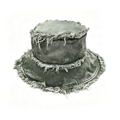 SUPERVALUECHOICE HCSEK00013 Frayed Denim Bucket Hat Vintage Washed Distressed Wide Brim Sun Hat