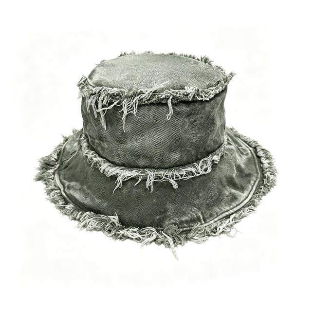 SUPERVALUECHOICE HCSEK00013 Frayed Denim Bucket Hat Vintage Washed Distressed Wide Brim Sun Hat