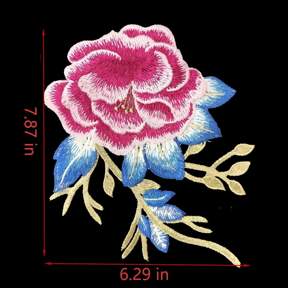 SUPERVALUECHOICE HCSEYB00049  Two Pieces Pink Blue Peony Butterfly Flower Branch Embroidery Lace Patches