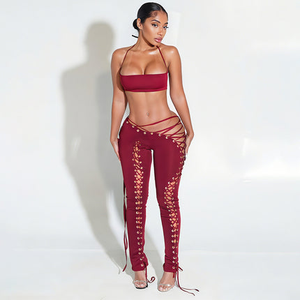SUPERVALUECHOICE HCSEBB00029 Crop Top & Lace-up Pants Set