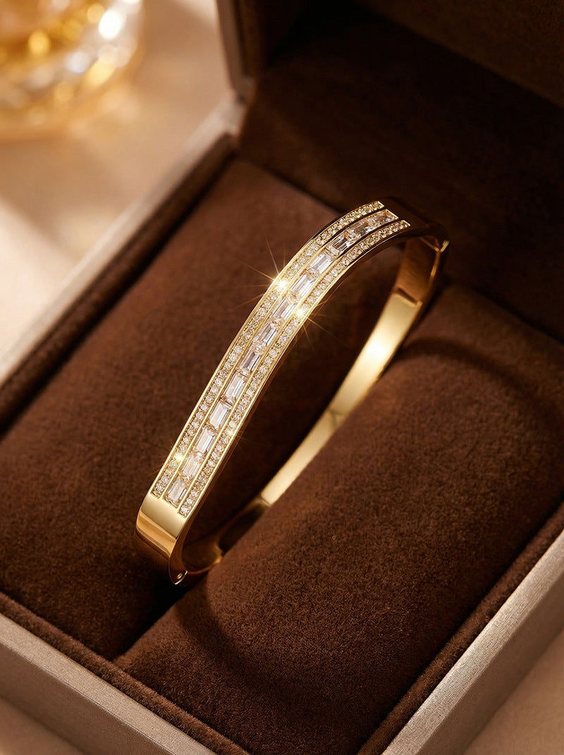 SUPÊR VÃLUE CHOICE HCSEX00001 Rose Gold Square Diamond Bracelet