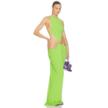 SUPERVALUECHOICE HCSEAC00016 Backless Cutout Draped Maxi Dress