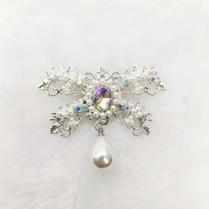 SUPERVALUECHOICE HCSESC00001 Vintage Imitation Pearl Bow Rhinestone Pin