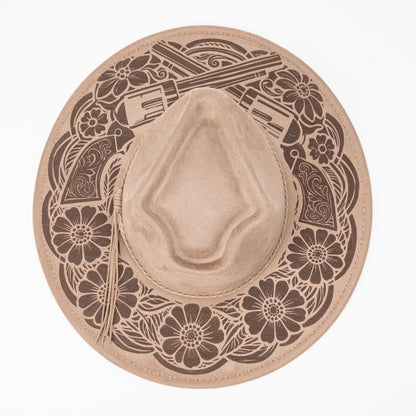 SUPERVALUECHOICE HCSEK00019 Laser Engraved Wide Brim Cowboy Fedora Hat