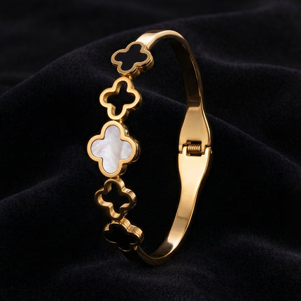 SUPÊR VÃLUE CHOICE HCSEX00033 Shell and Four-Leaf Clover Openwork Bracelet